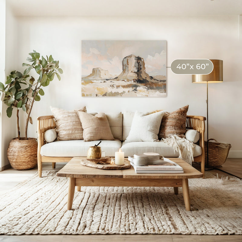 Desert Landscape Painting of Mesas - Sage and Rose Prints