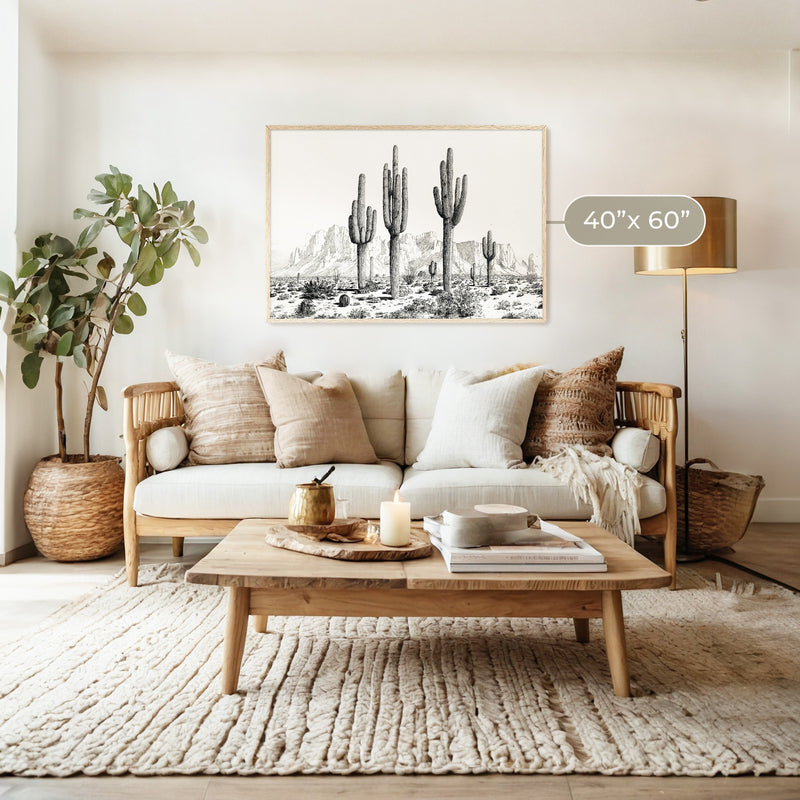 Black and White Cactus Wall Art - Sage and Rose Prints