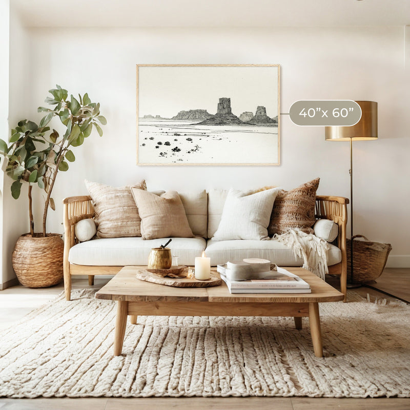 Desert Mesa Drawing - Sage and Rose Prints