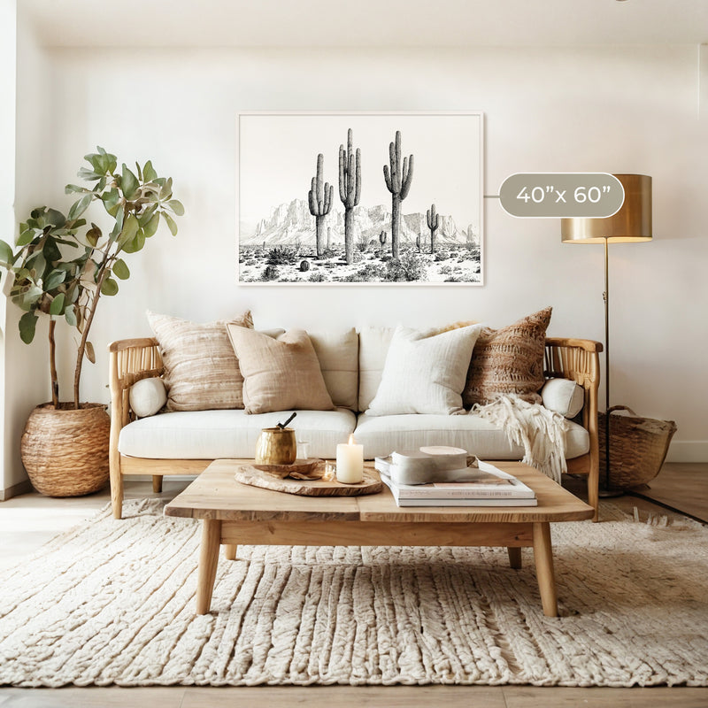 Black and White Cactus Wall Art - Sage and Rose Prints