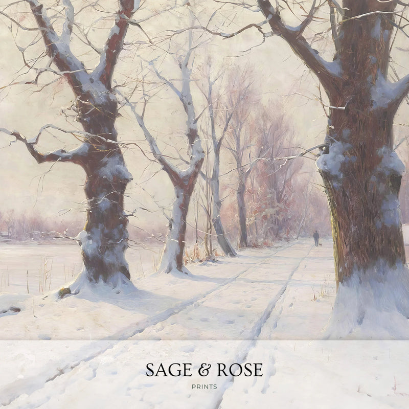 Winter Landscape in Pastel Colors - Sage and Rose Prints