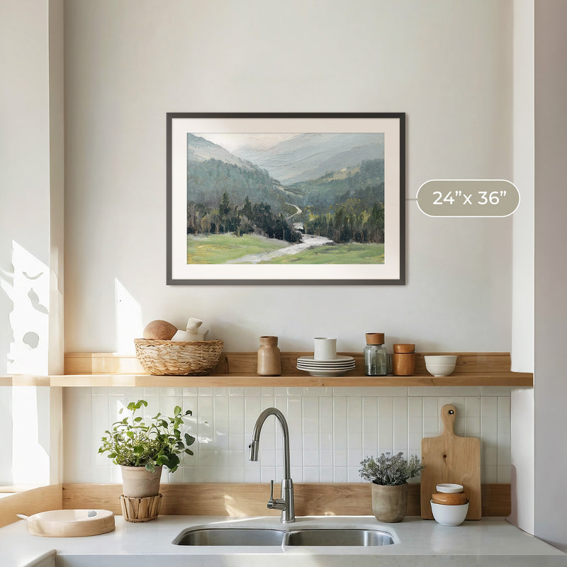 Blue Mountain Oil Painting No2 - Sage and Rose Prints