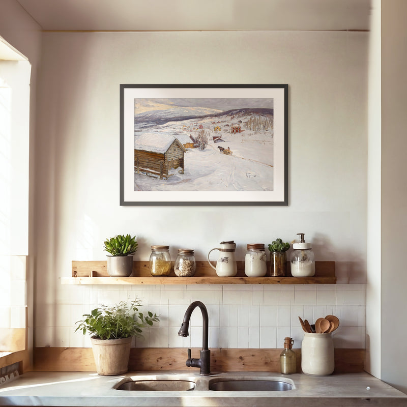 Cabin in the Snow Impressionist Painting - Sage and Rose Prints