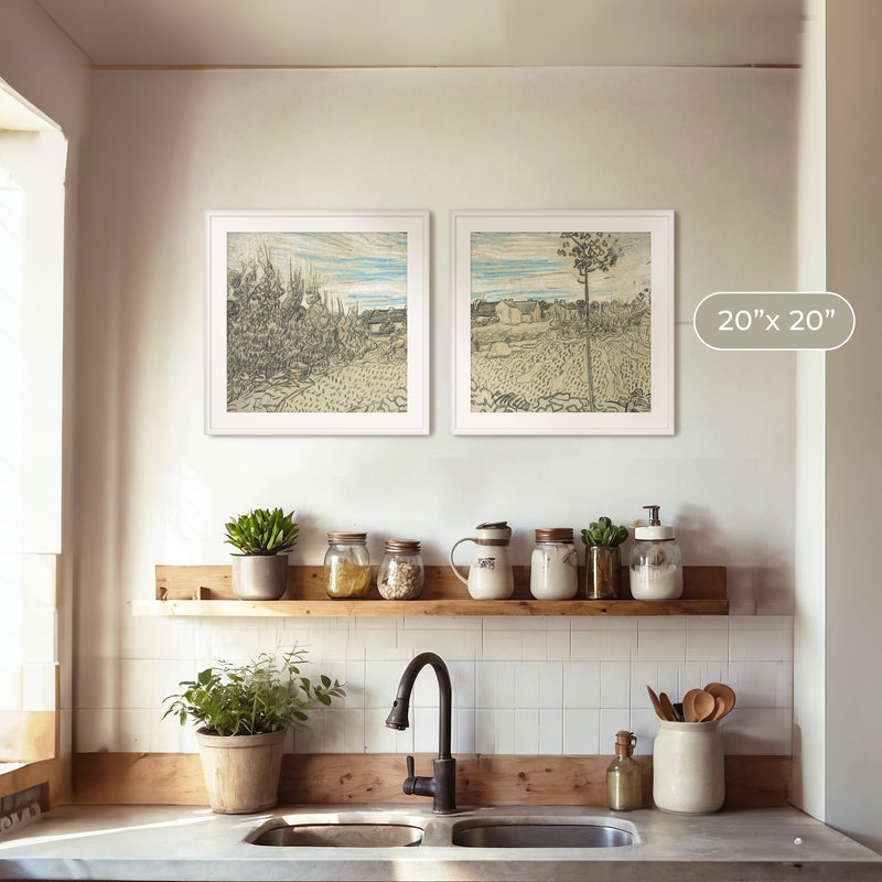 2 Piece Wheat Field Painted by Van Gough - Sage and Rose Prints