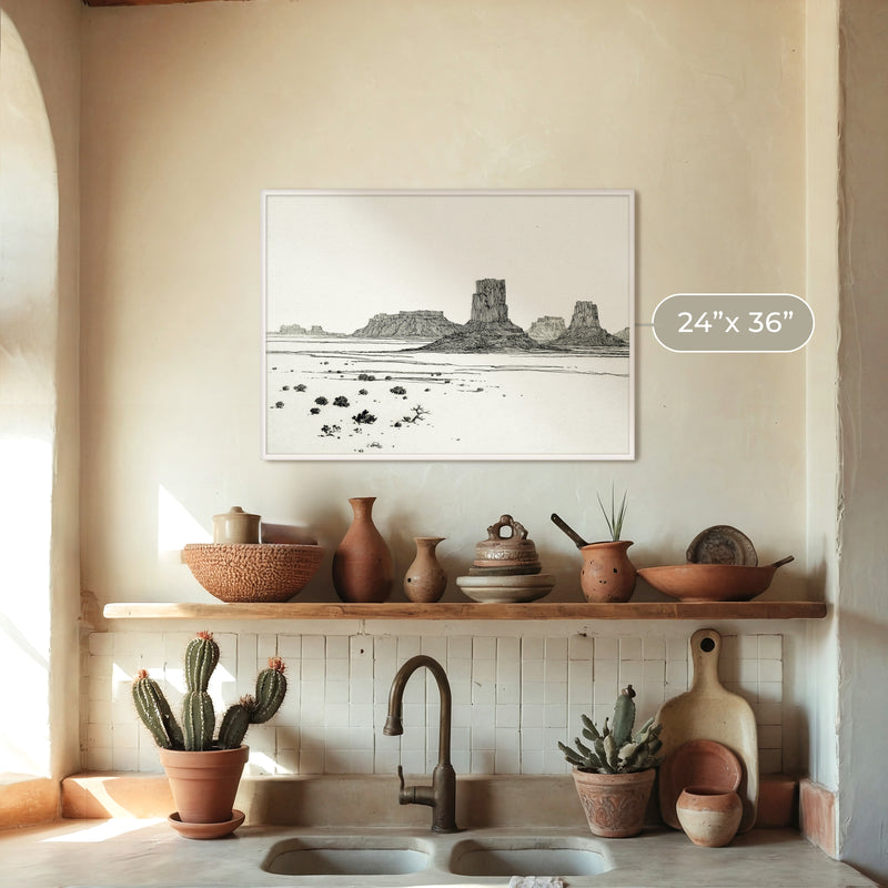 Desert Mesa Drawing - Sage and Rose Prints
