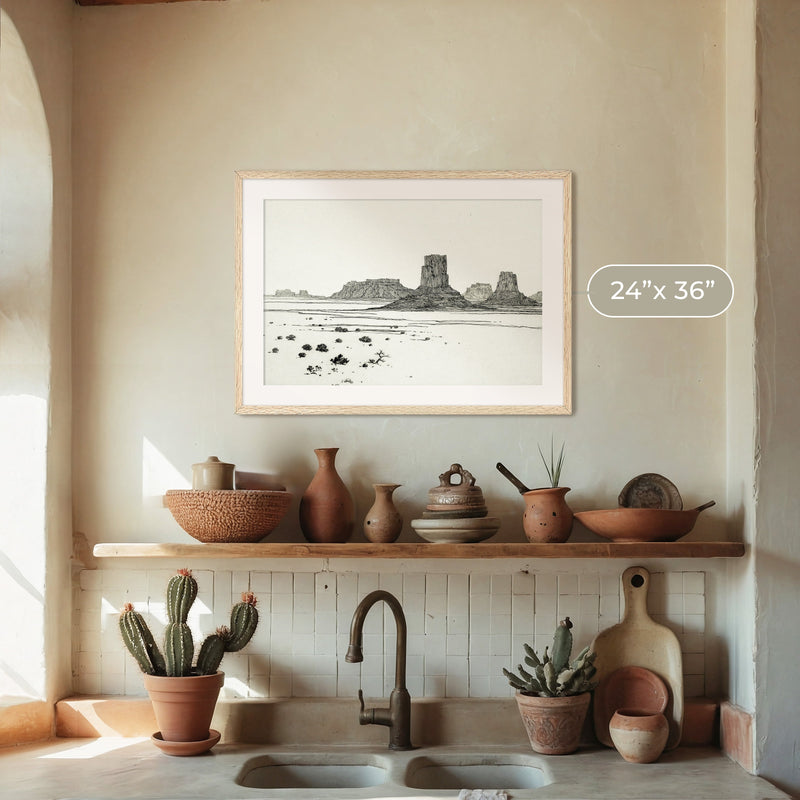 Desert Mesa Drawing - Sage and Rose Prints