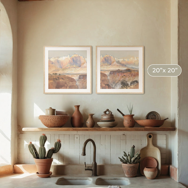Desert Watercolor 2-Panel Set - Sage and Rose Prints