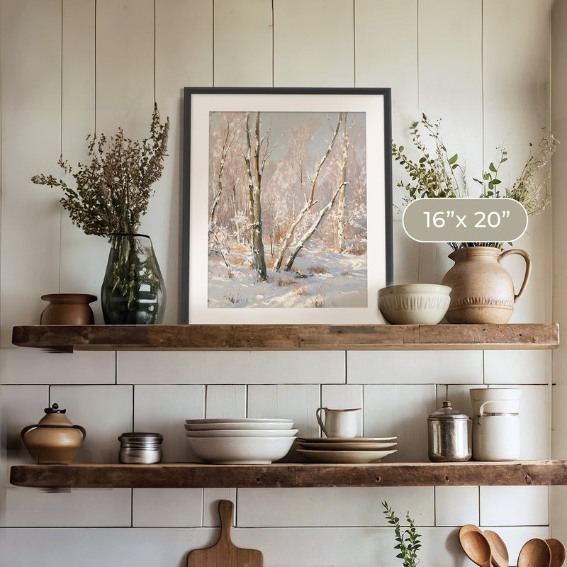 Bright Winter Forest Painting - Sage and Rose Prints