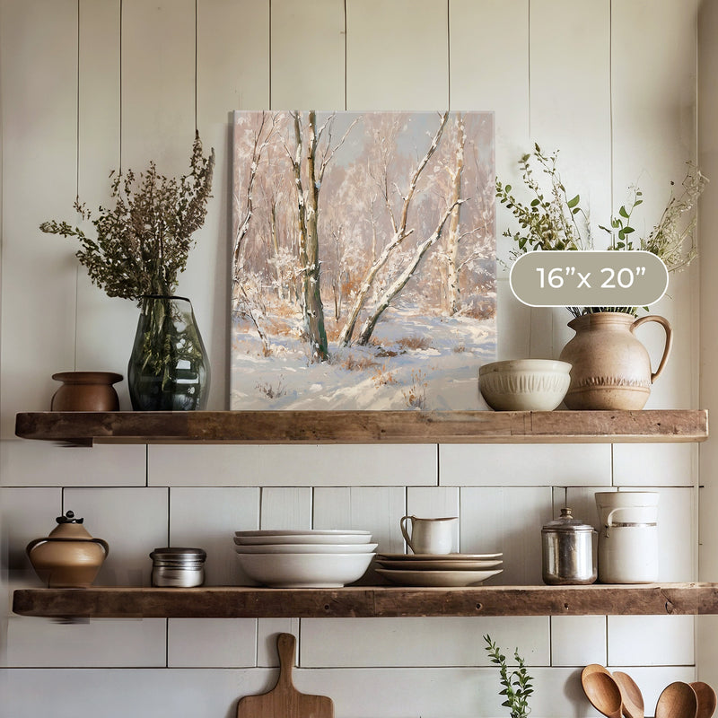 Bright Winter Forest Painting - Sage and Rose Prints