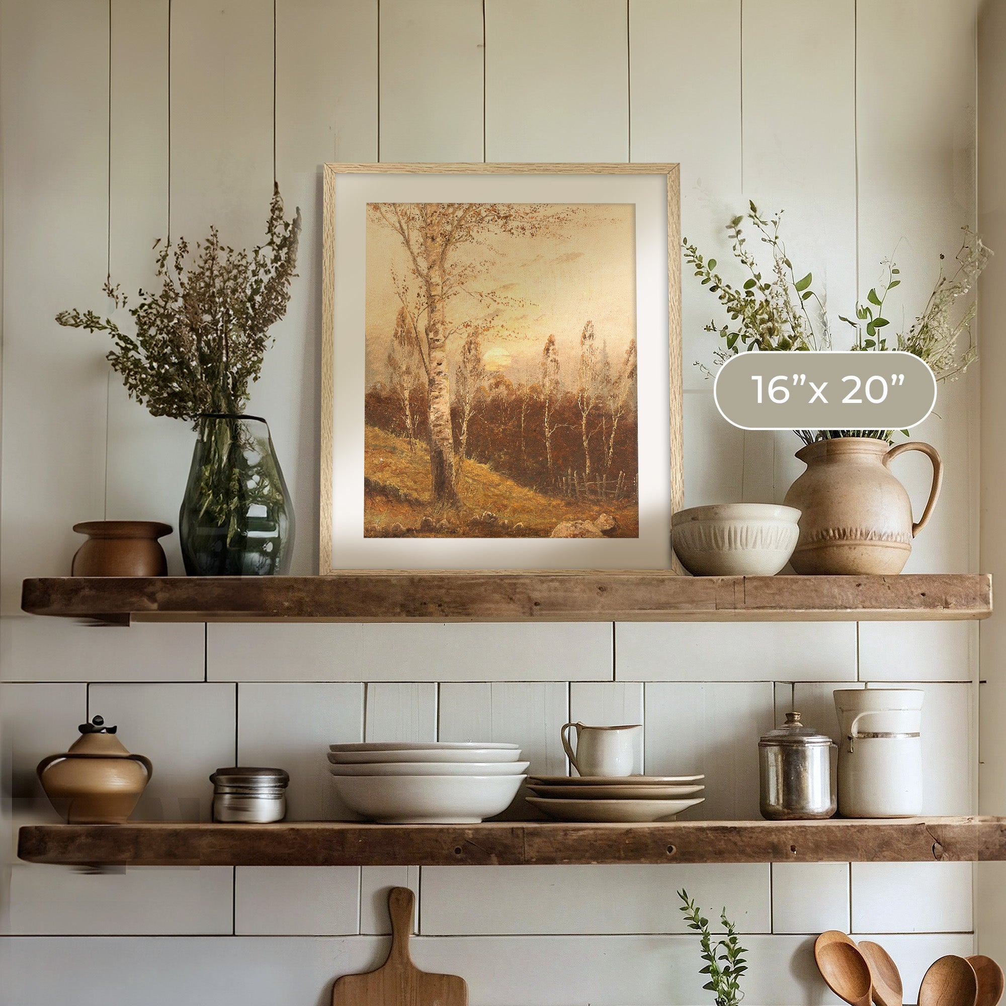 Birch Forest in the Evening Print - Sage and Rose Prints