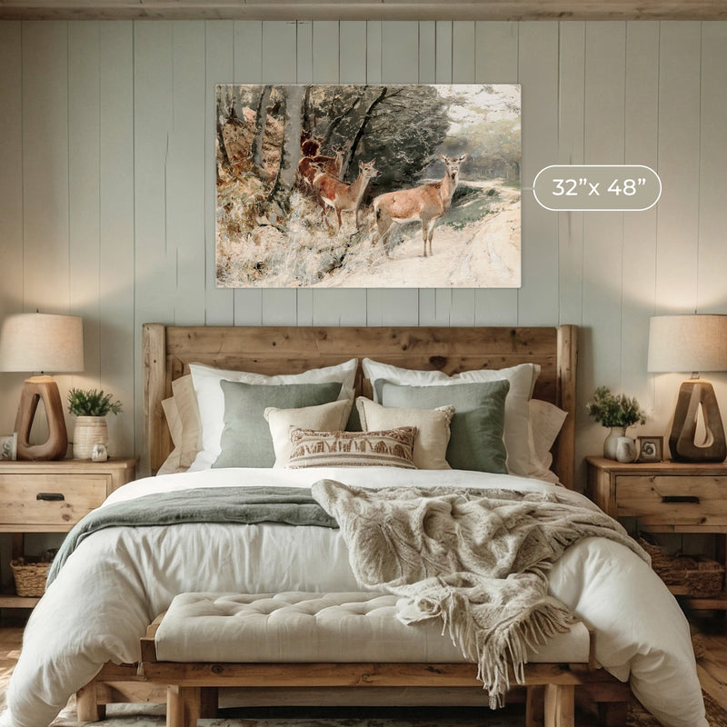 Wildlife Painting Deer in Fall Colors - Sage and Rose Prints