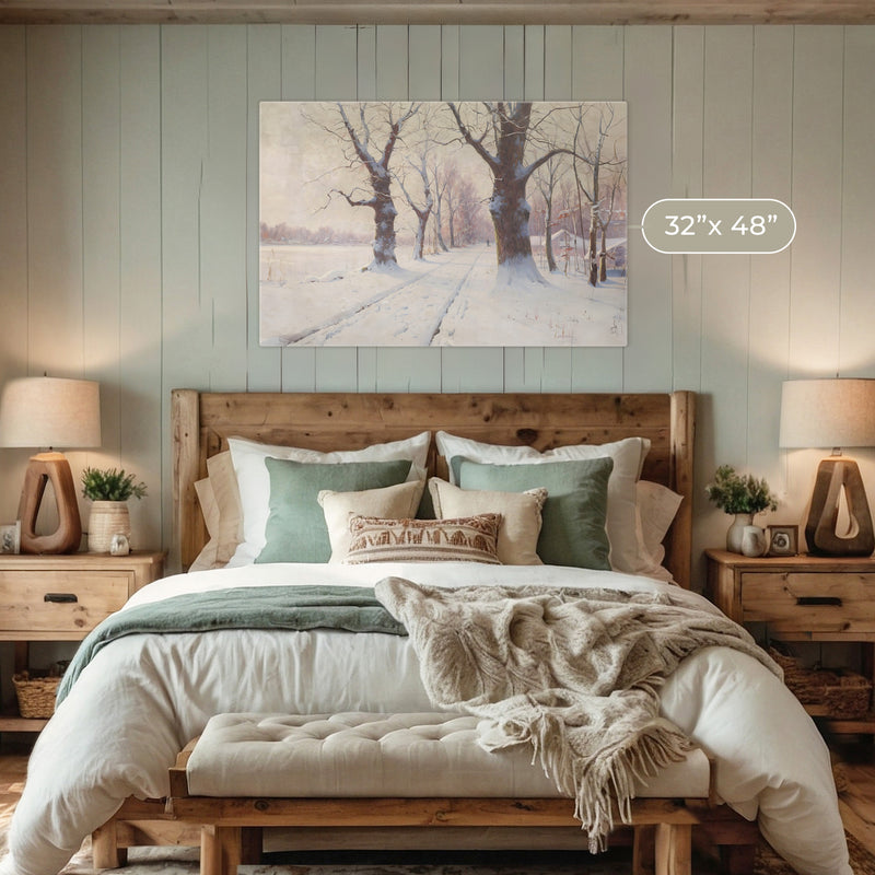Winter Landscape in Pastel Colors - Sage and Rose Prints