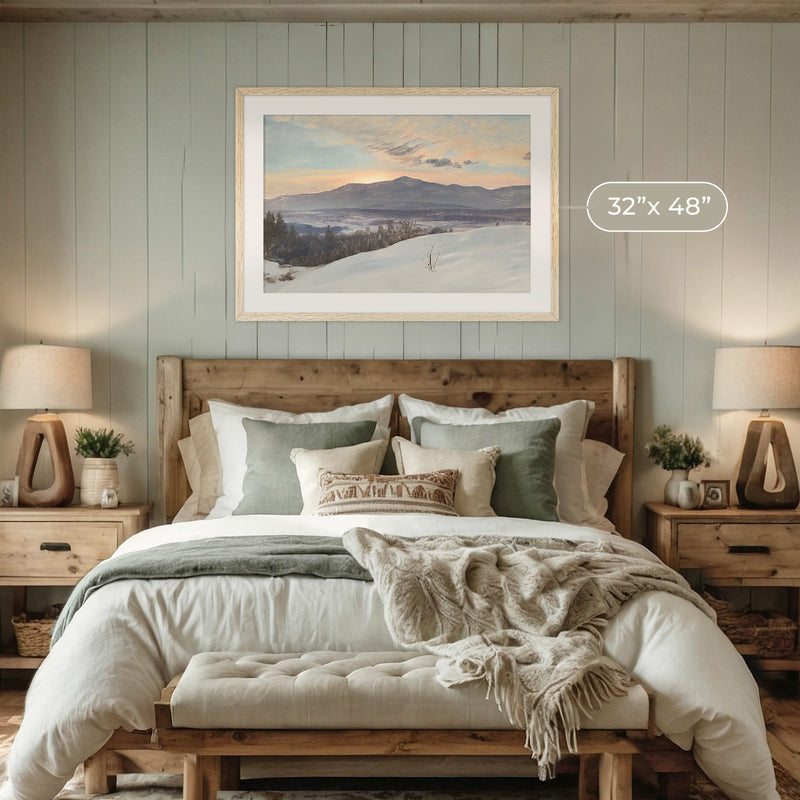 Winter Mountains In Pastel Purples - Sage and Rose Prints