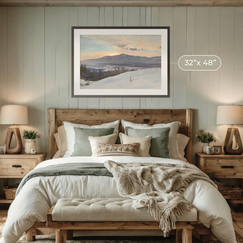 Winter Mountains In Pastel Purples - Sage and Rose Prints