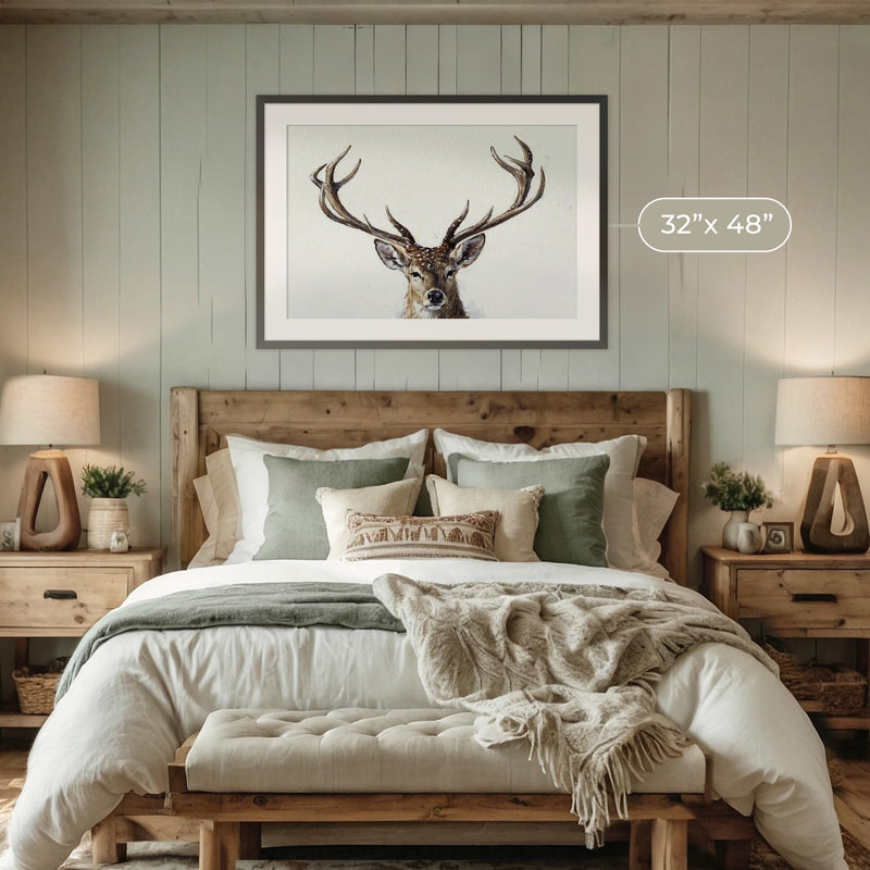 Buck with Antlers Wildlife Art - Sage and Rose Prints
