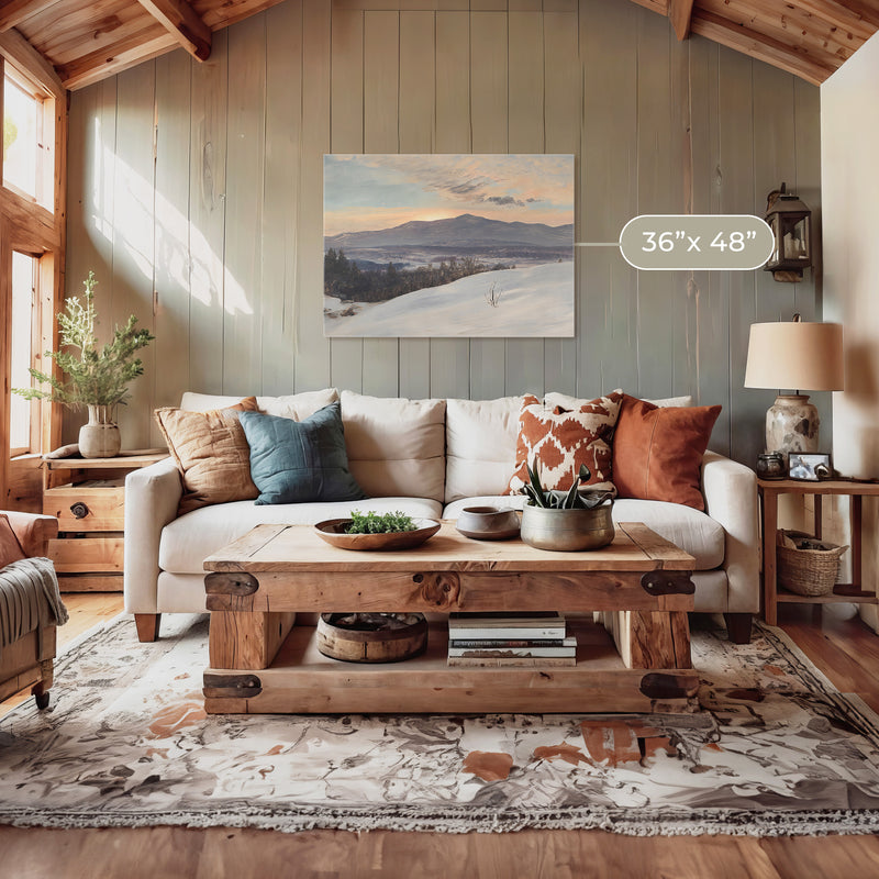 Winter Mountains In Pastel Purples - Sage and Rose Prints