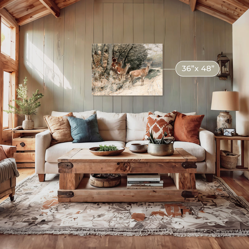 Wildlife Painting Deer in Fall Colors - Sage and Rose Prints