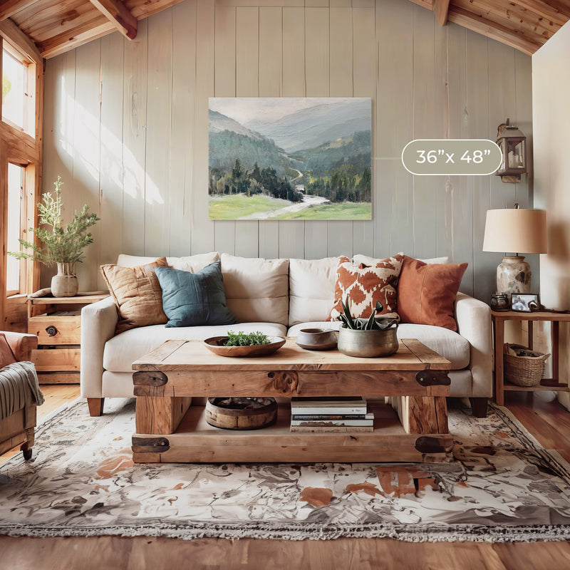 Blue Mountain Oil Painting No2 - Sage and Rose Prints