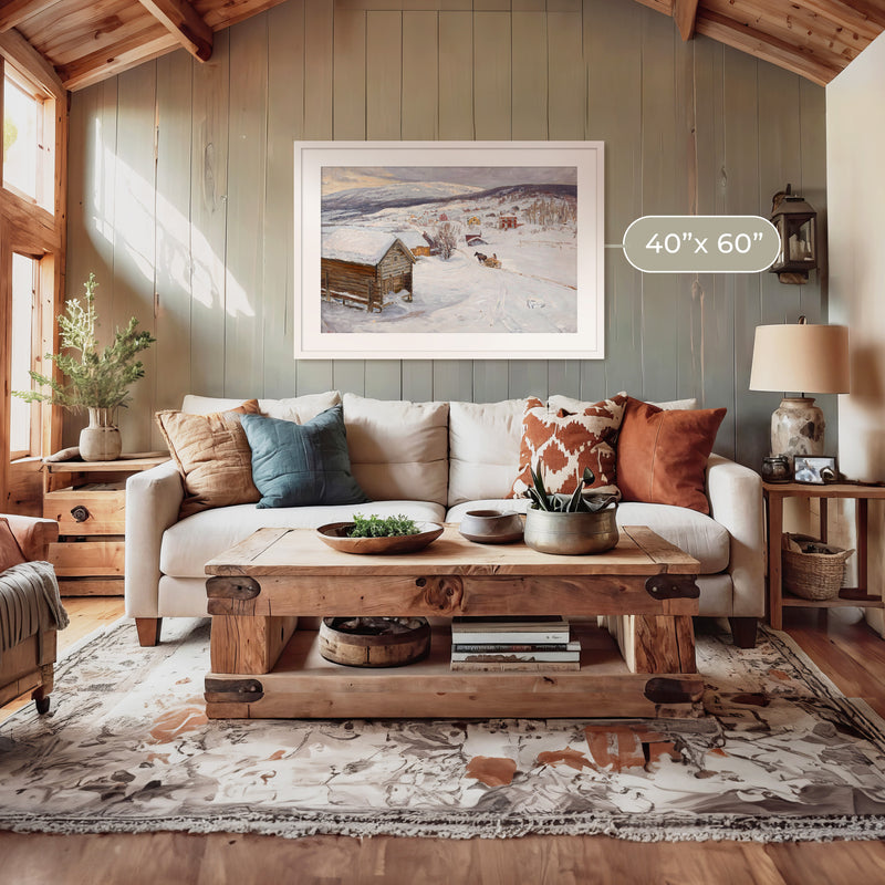 Cabin in the Snow Impressionist Painting - Sage and Rose Prints