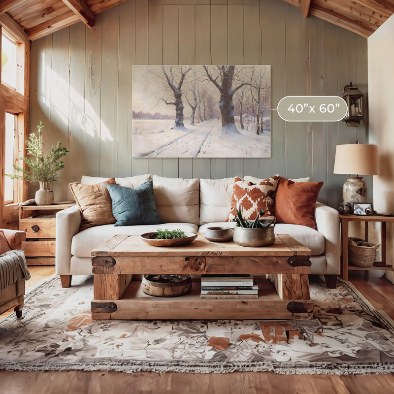 Winter Landscape in Pastel Colors - Sage and Rose Prints