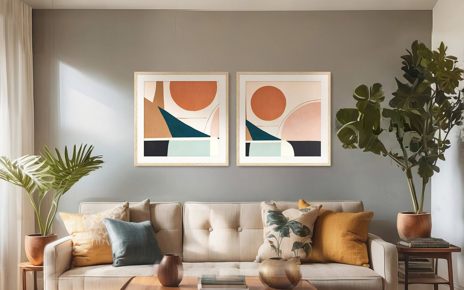 Arte de dos paneles de mediados de siglo