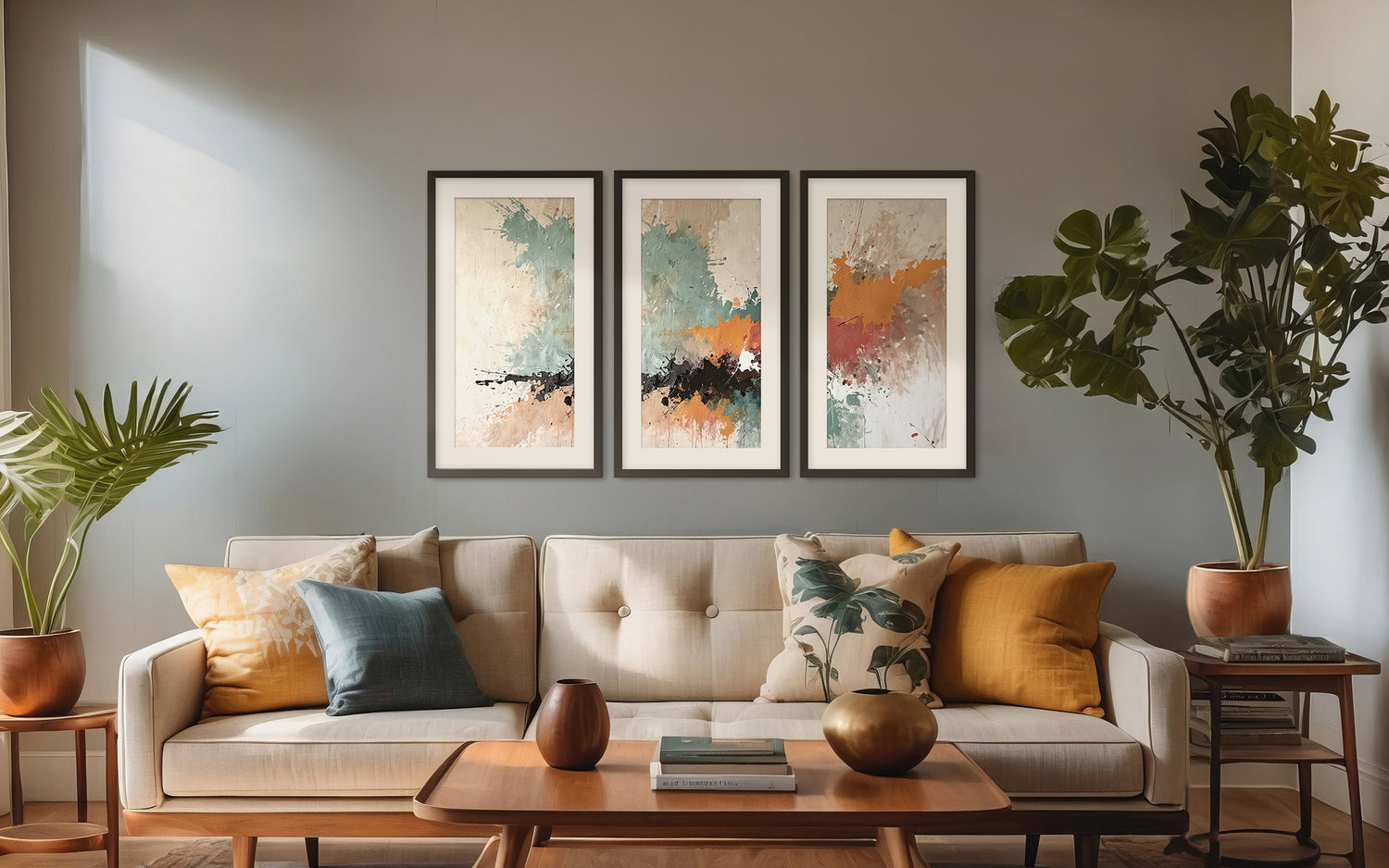 Arte de tres paneles de mediados de siglo