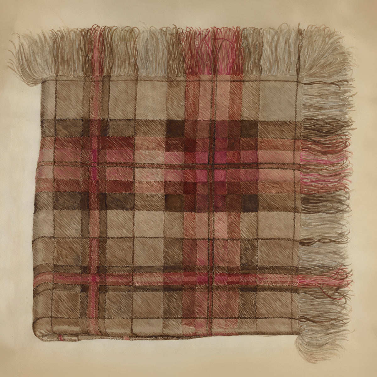 Historic Plaid Shawl Illustration
