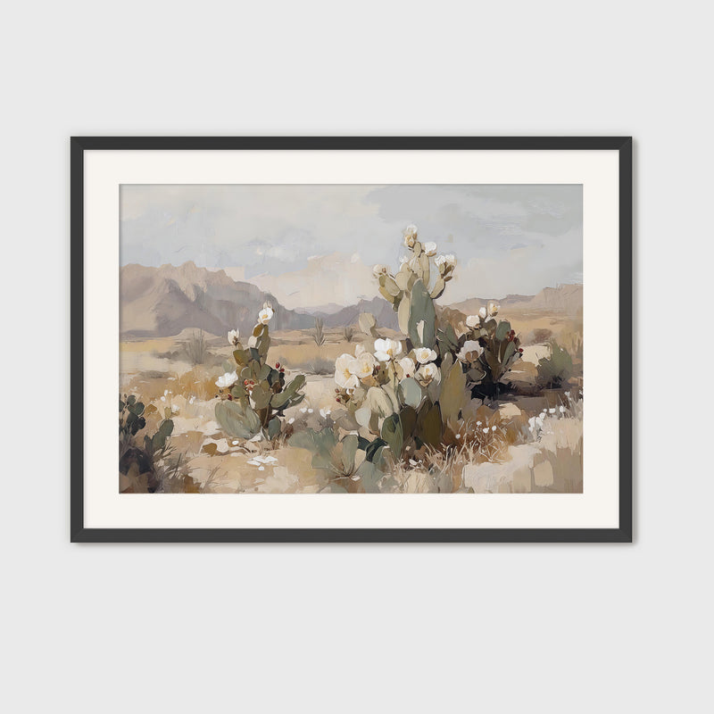 Desert Landscape with Flowering Cactus - Sage and Rose Prints