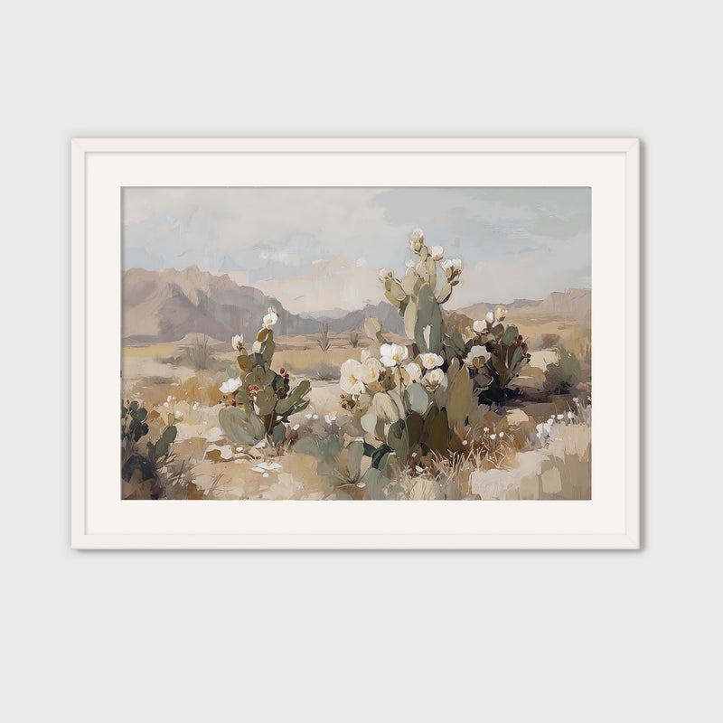Desert Landscape with Flowering Cactus - Sage and Rose Prints