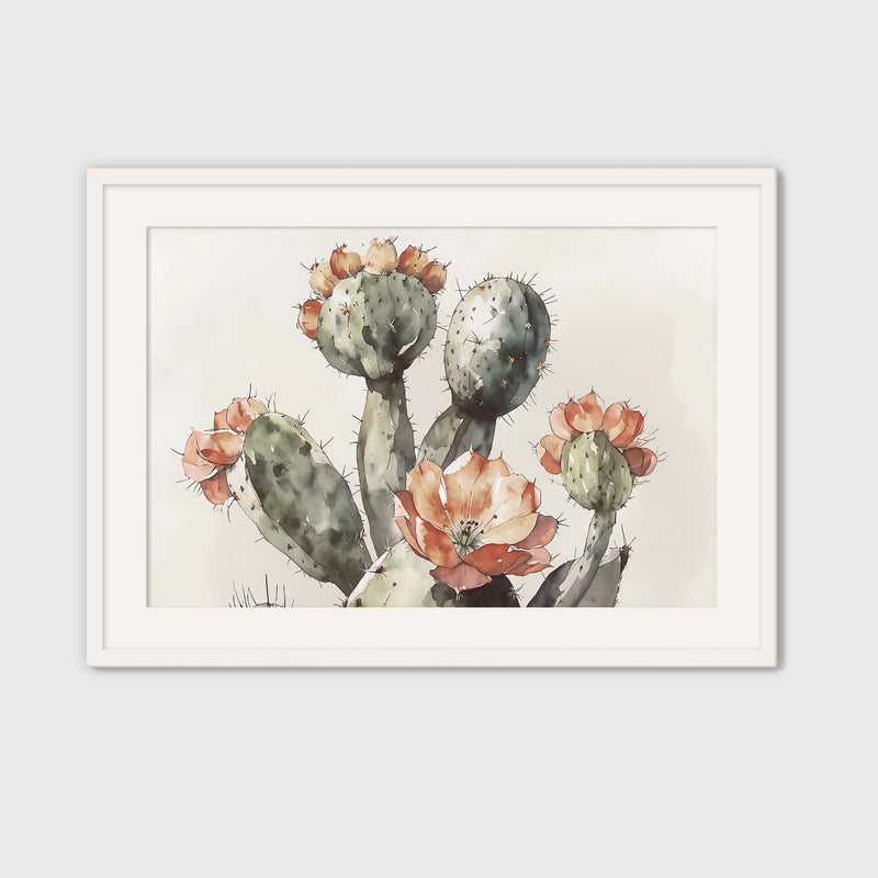 Flowering Cactus Watercolor - Sage and Rose Prints
