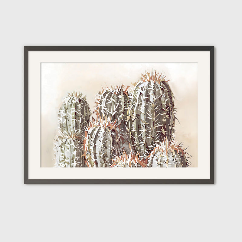 Cactus Watercolor in Olive Green - Sage and Rose Prints