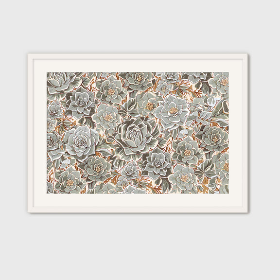geometric succulent art Geometric Succulent Wall Art: White Frame: Perfect for Airbnb Decor – Sage and Rose Prints