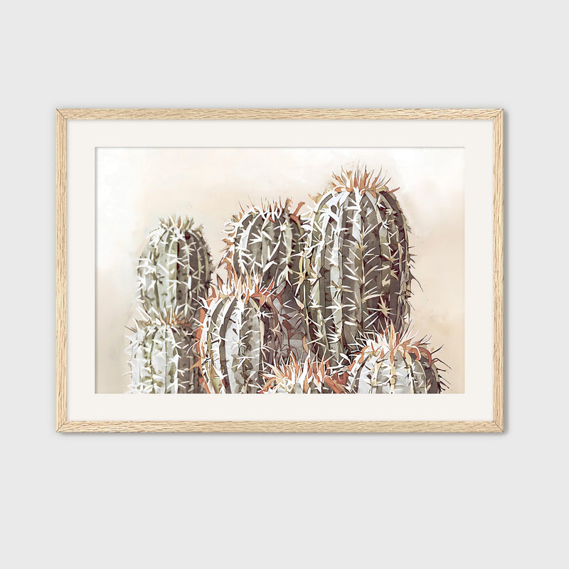 Cactus Watercolor in Olive Green - Sage and Rose Prints