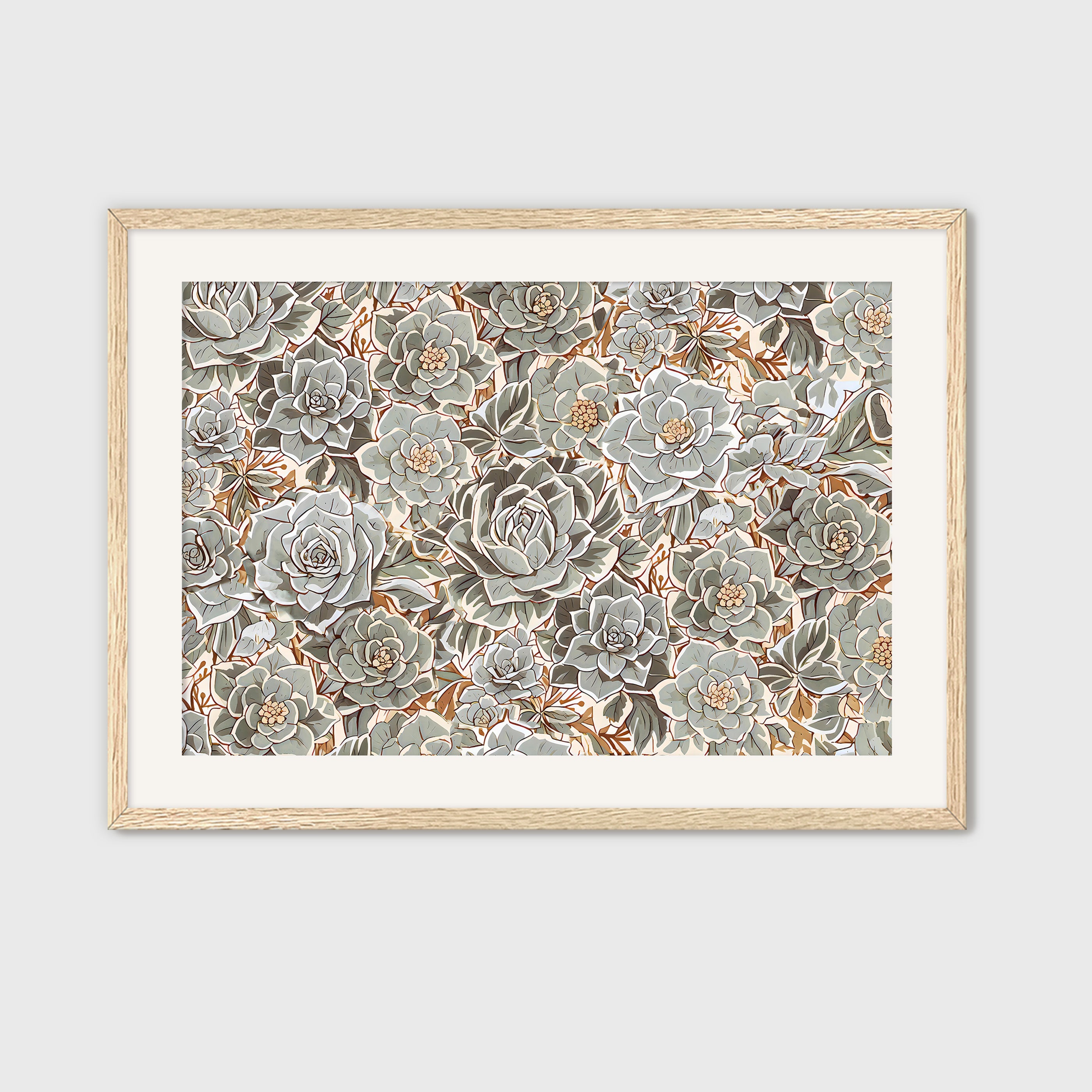 framed succulent wall art Geometric Succulent Wall Art: White Frame: Perfect for Airbnb Decor – Sage and Rose Prints