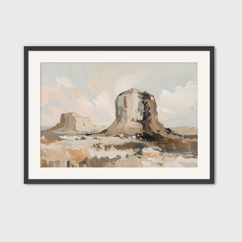 Desert Landscape Painting of Mesas - Sage and Rose Prints