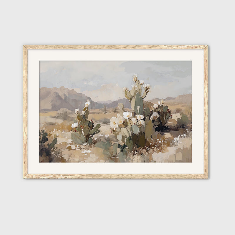 Desert Landscape with Flowering Cactus - Sage and Rose Prints
