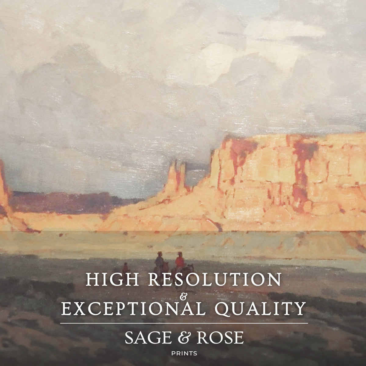 Desert Painting Triptych in Muted Blues and Orange - Sage and Rose Prints
