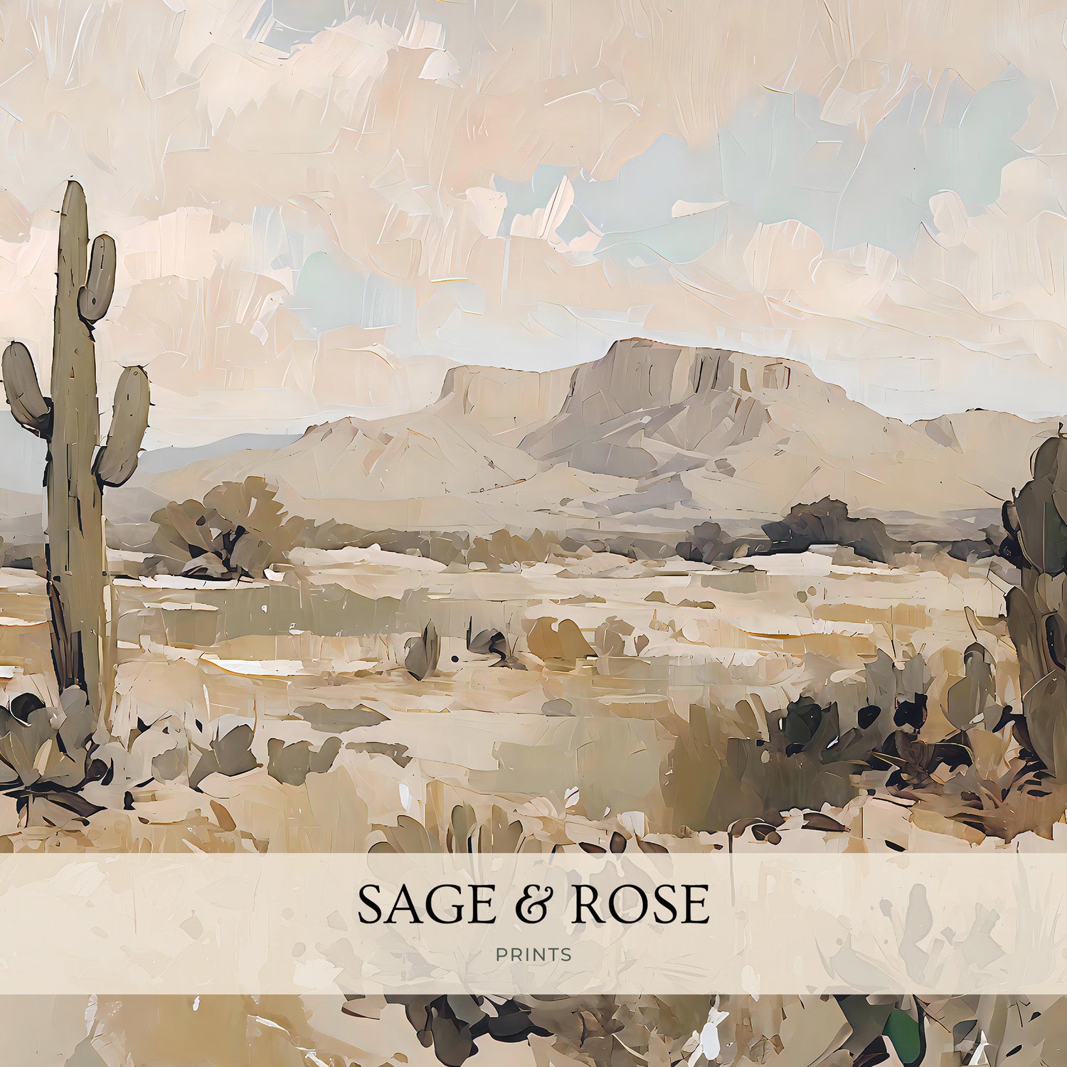 Desert Painting 03-1x - Sage and Rose Prints