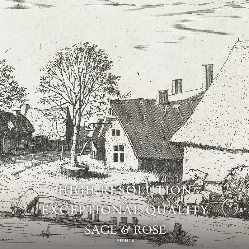 Cottagecore Black and White Illustration - Sage and Rose Prints
