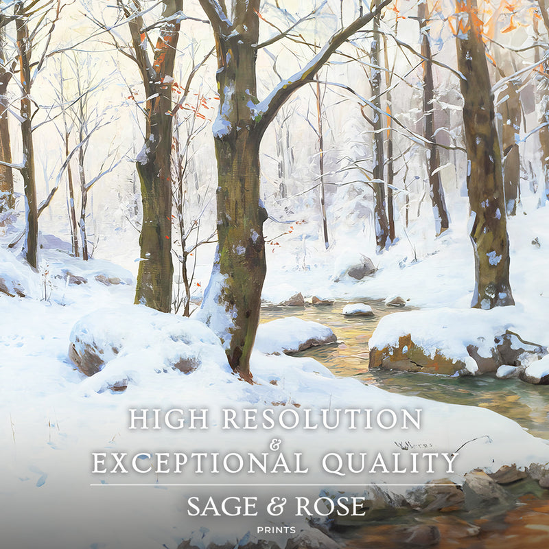 Forest Winter Landscape Wall Art - Sage and Rose Prints