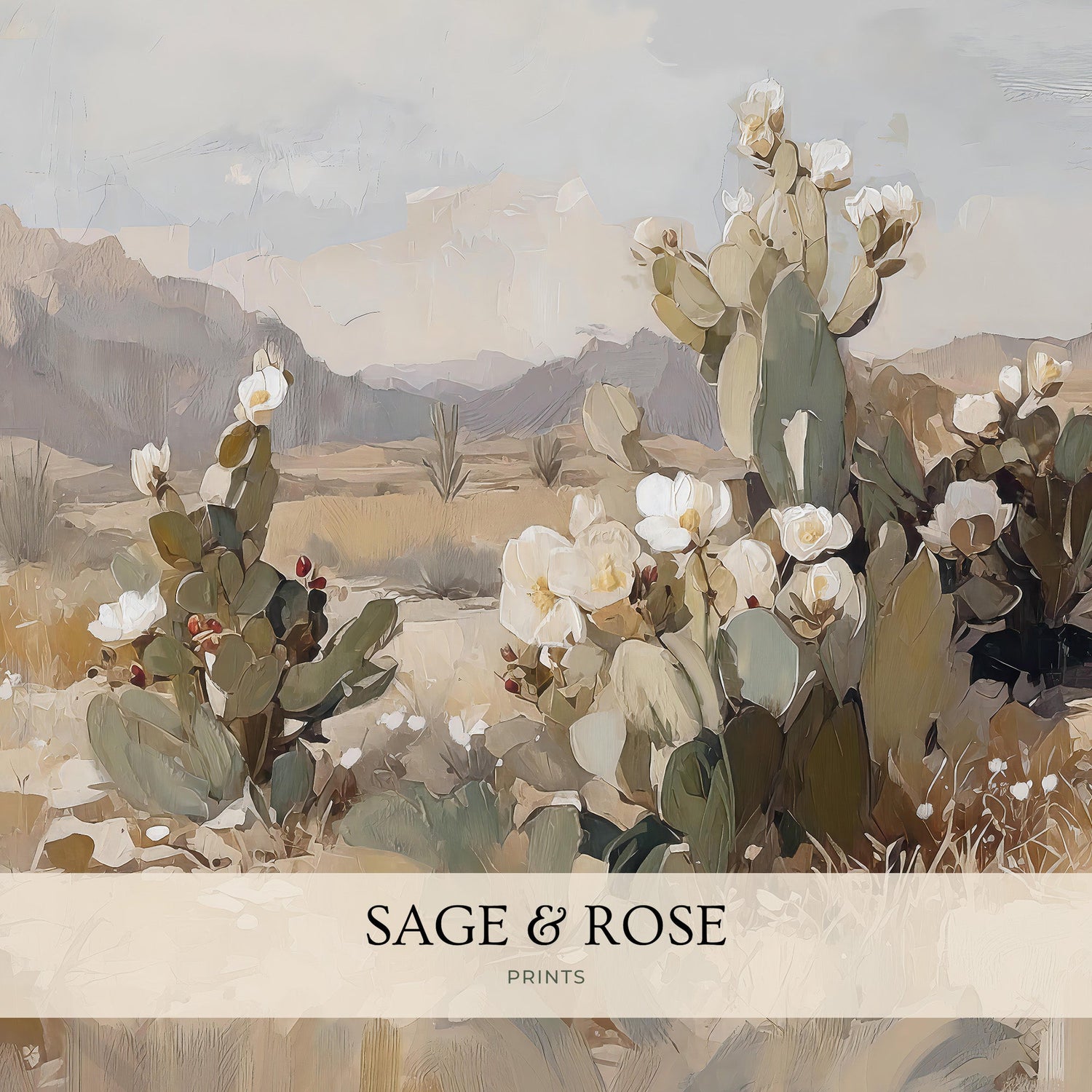 Desert Painting 02-1x - Sage and Rose Prints