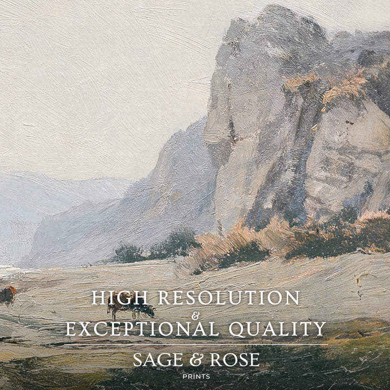 Neutral Mountain Pasture Painting - Sage and Rose Prints
