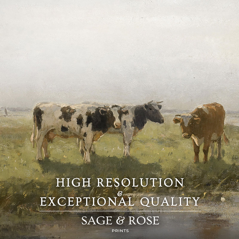 Old Masters Cow Painting No1 - Sage and Rose Prints