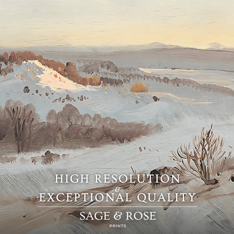 Muted Mountain Sunset Painting - Sage and Rose Prints