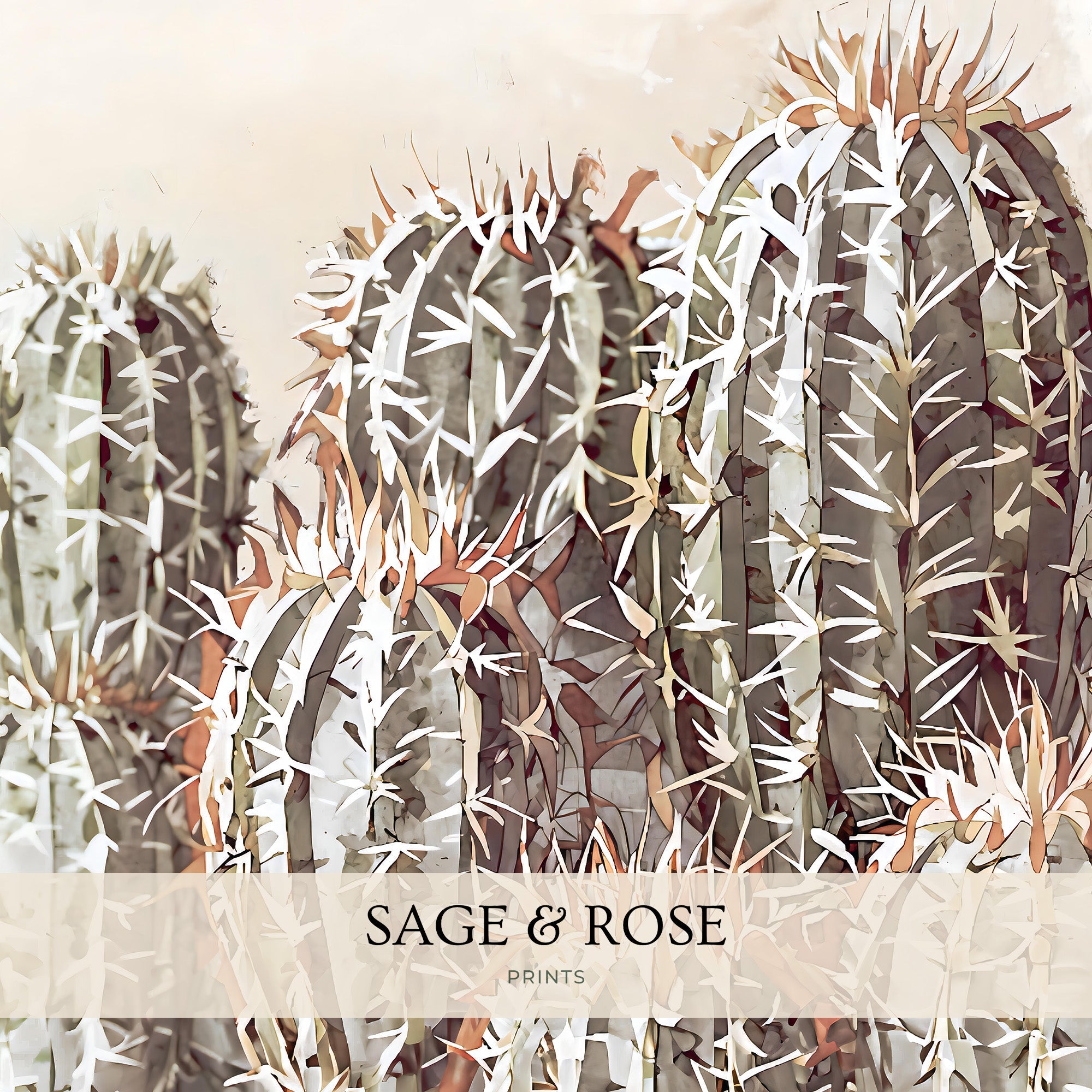 Cactus Painting 05-1x - Sage and Rose Prints