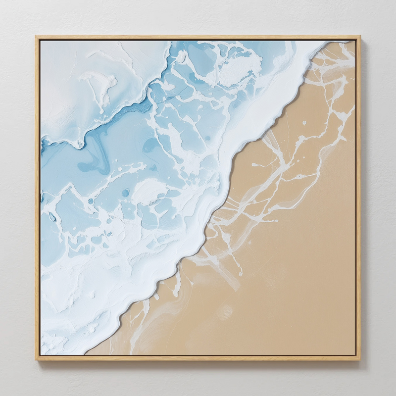 Abstract Blue Wave on the Sand - Sage and Rose Prints