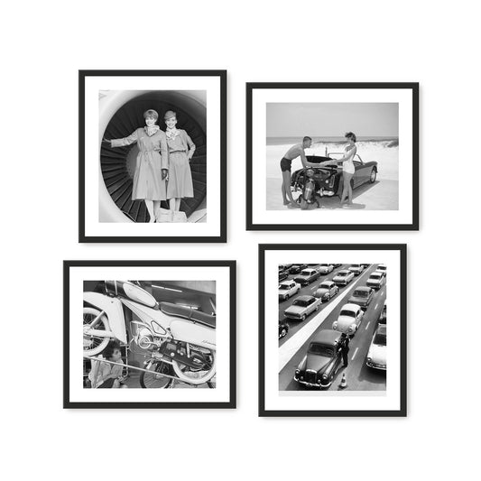 Black and White Retro 9-Piece Gallery - Sage and Rose Prints