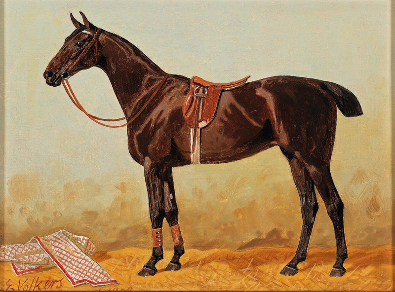 Vintage Horse Painting - Copper Patina Frame - Sage and Rose Prints