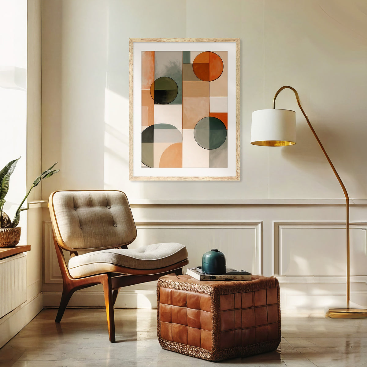 Green and Orange Mid Century Print - Sage and Rose Prints