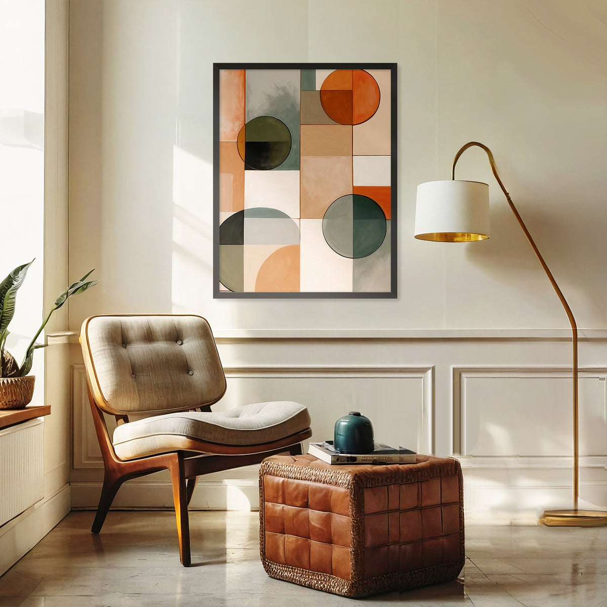 Green and Orange Mid Century Print - Sage and Rose Prints